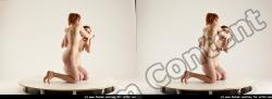 Nude Woman - Woman White Slim long red 3D Stereoscopic poses Pinup